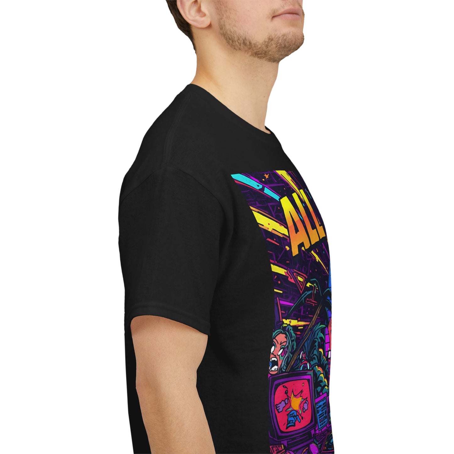 All Dayer Neon DJ Rave T-Shirt – Retro Party Graphic Tee (Gildan 5000)