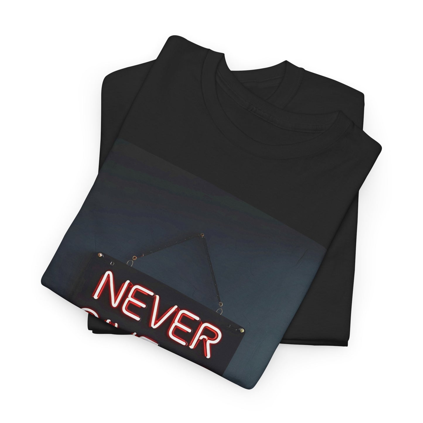 Never Give Up T-Shirt – Motivational Neon Tee – Black