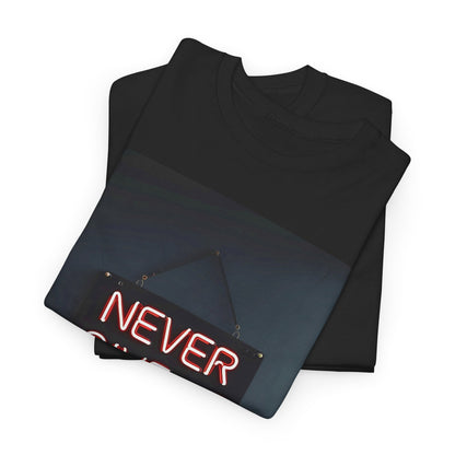 Never Give Up T-Shirt – Motivational Neon Tee – Black