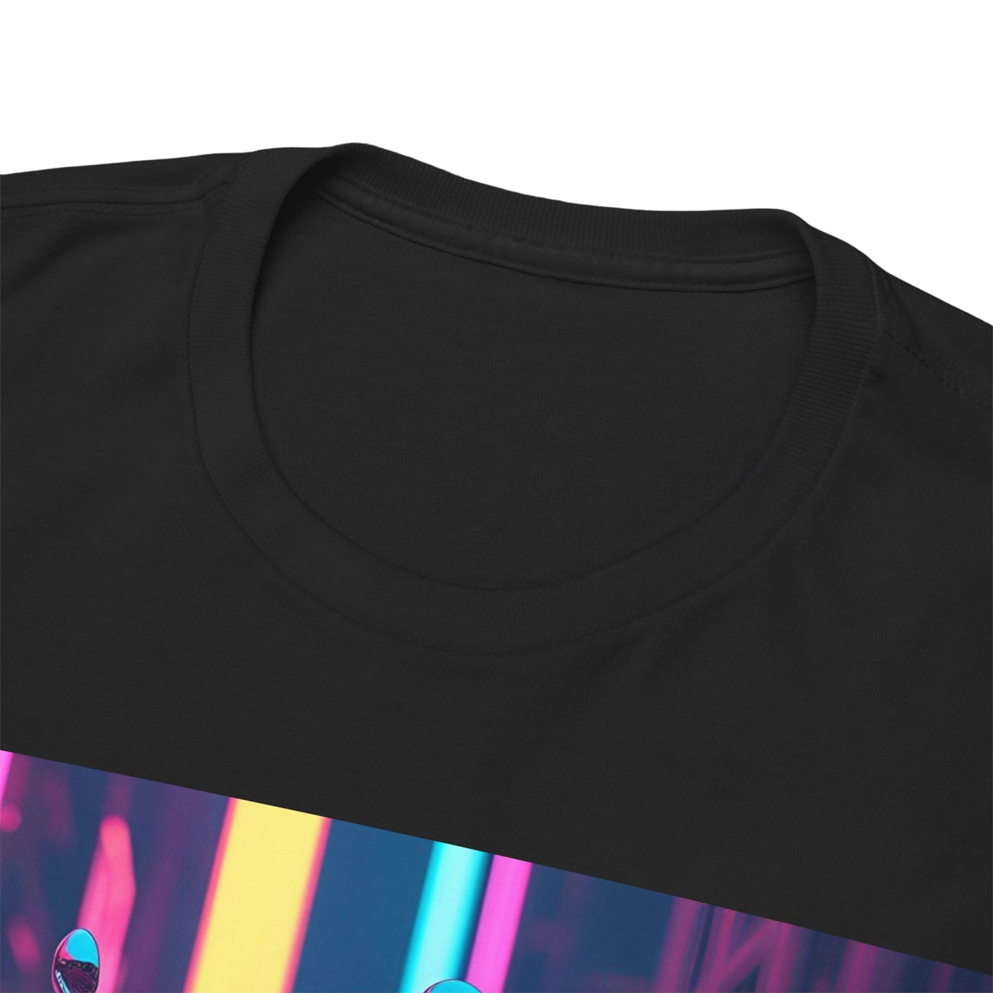 Futuristic Scooter T-Shirt – Neon Urban Scene – Black