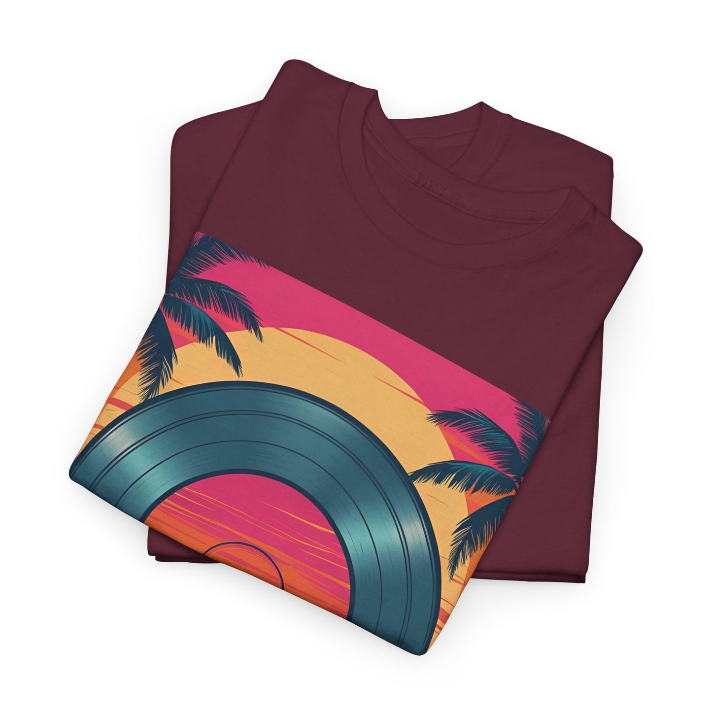Ibiza Beats By The Beach T-Shirt – Electronic Music & Sunset Wear – Maroon