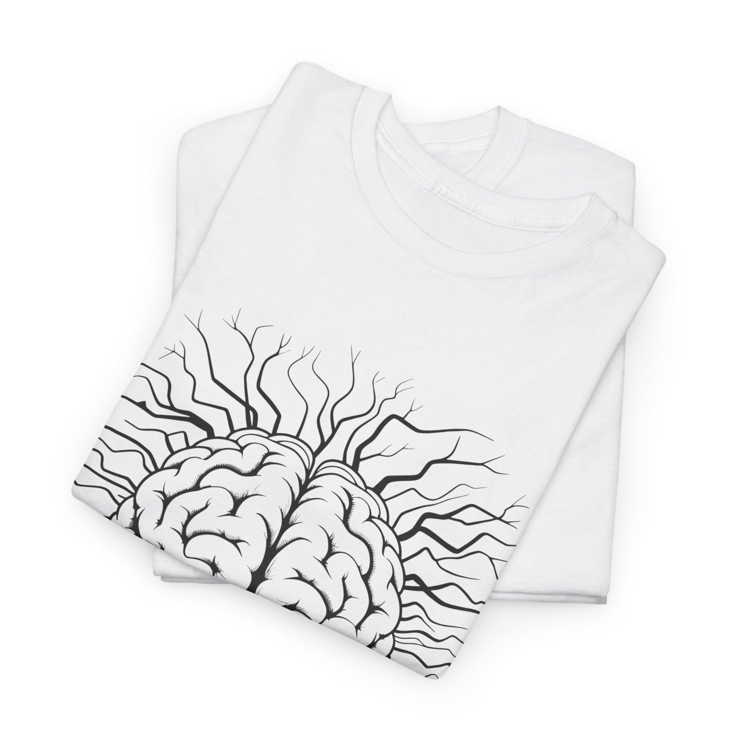 Professional Overthinker T-Shirt – Humorous Brain Graphic – White