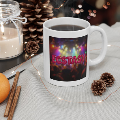 Ecstasy Party Mug | Fun Coffee Cup for Music Lovers, Festival Gift, Colorful Drinkware, Unique Student Present, Party Favor