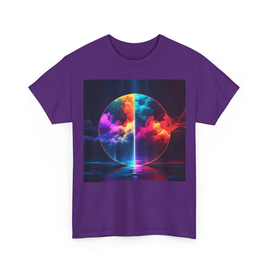 Psychedelic Dual Reality T-Shirt – Abstract & Neon Wear – Purple