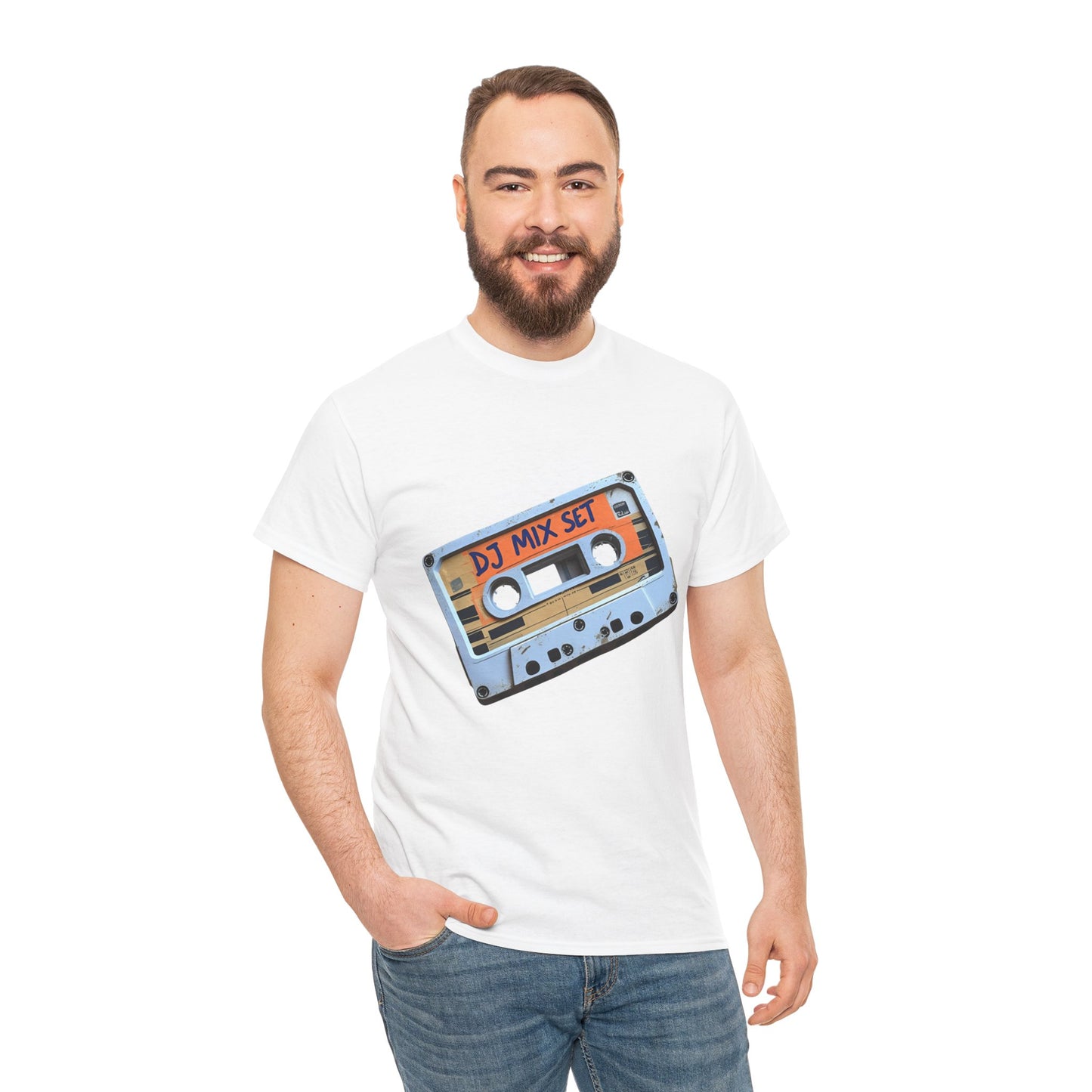 DJ Mix Set Cassette T-Shirt – Retro Music Wear – White