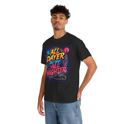 All Dayer All Nighter T-Shirt – Retro Rave Neon Graphic Tee (Gildan 5000)