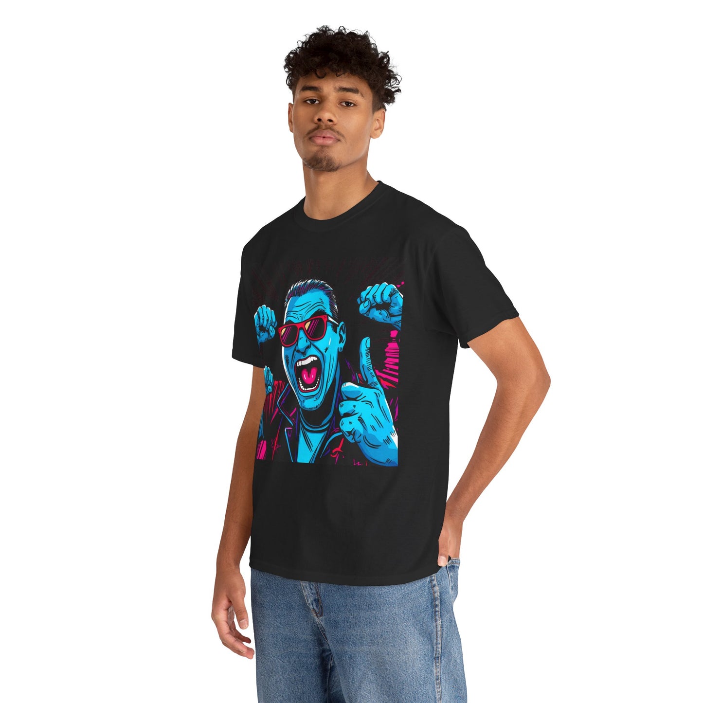 Neon Party Guy Graphic T-Shirt – Gildan 5000 Heavyweight Cotton