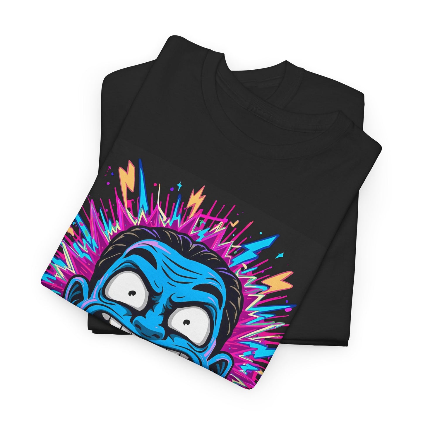 Neon Rave Face Graphic T-Shirt – Gildan 5000 Heavyweight Cotton