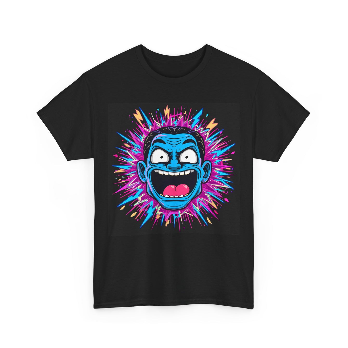 Neon Rave Face Graphic T-Shirt – Gildan 5000 Heavyweight Cotton