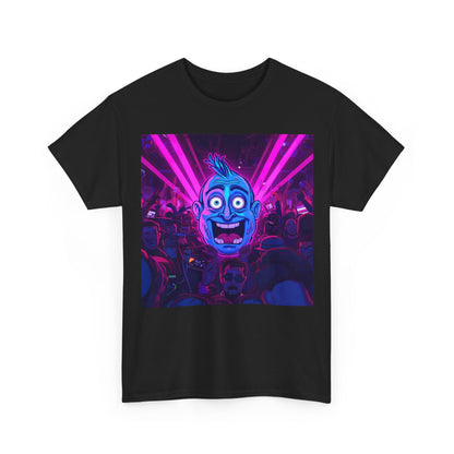 Neon Rave Cartoon Face T-Shirt – EDM Party Vibes Tee (Gildan 5000)