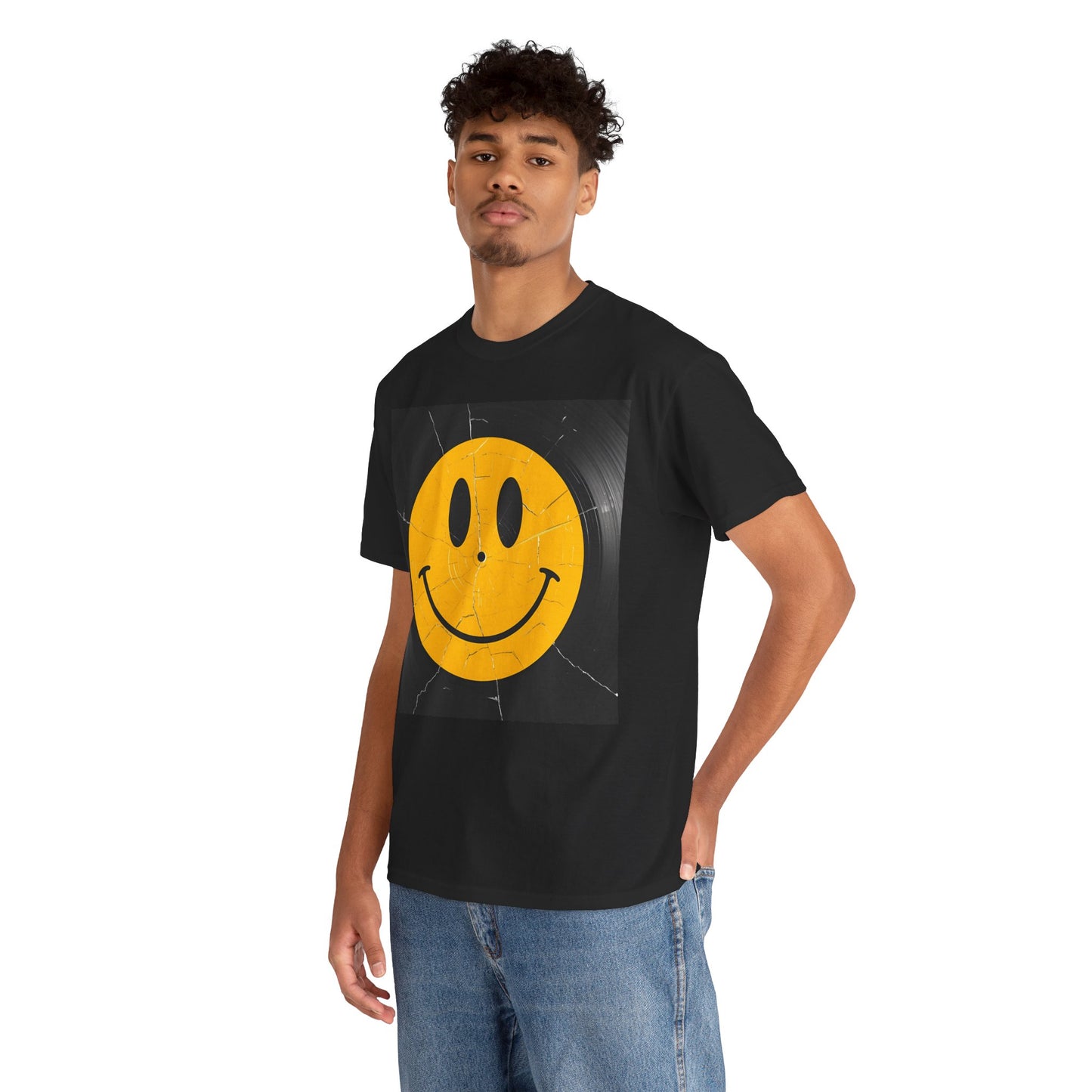Acid House Smiley T-Shirt – Cracked Vinyl Rave Heritage Tee (Gildan 5000)