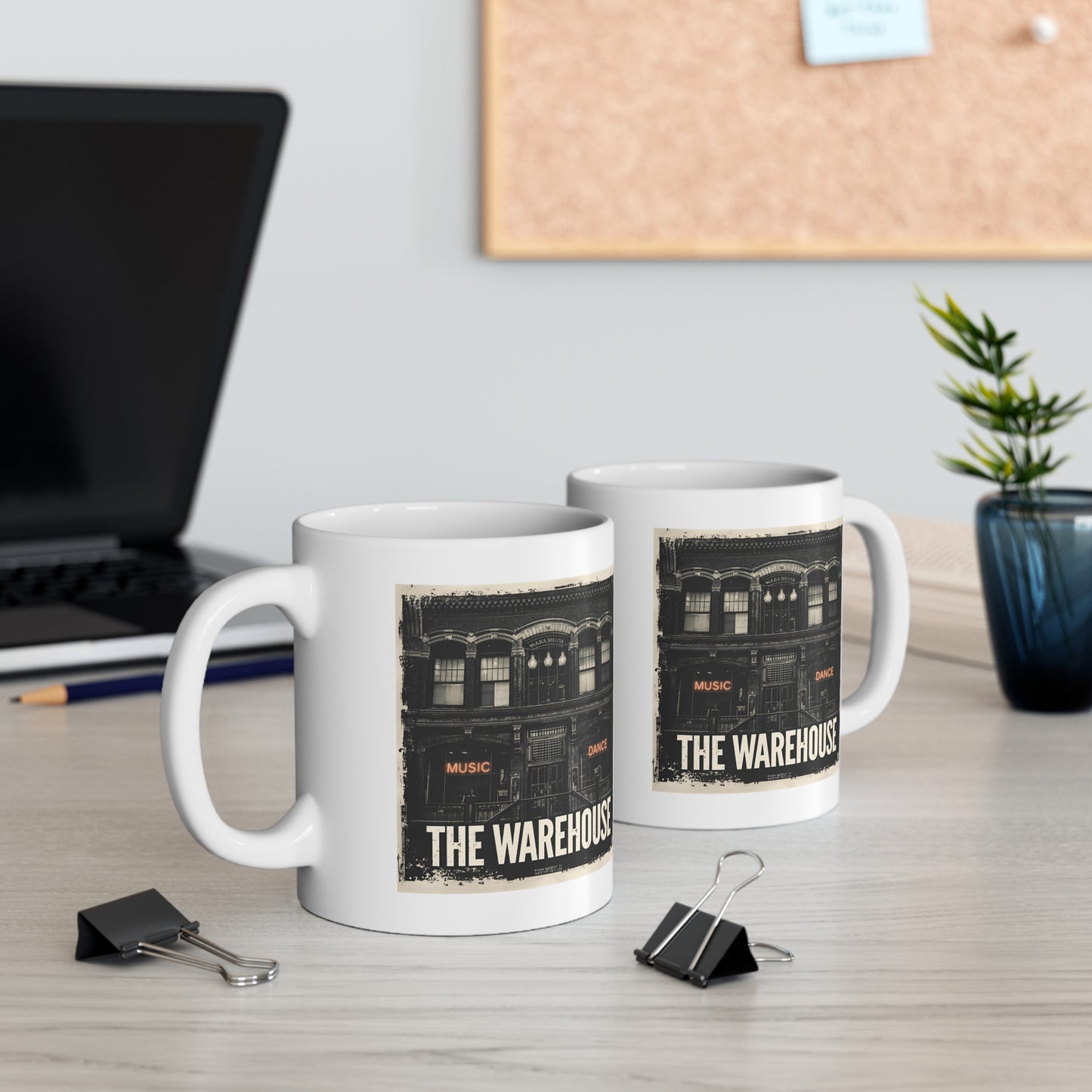 Vintage Music Cafe Mug, The Warehouse Coffee Cup, Gift for Music Lovers, Retro Style Drinkware, Unique Vintage Mug