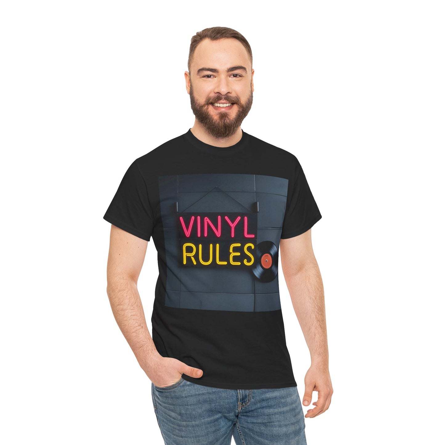 Vinyl Rules T-Shirt – Record Collector & Neon Wear – Black