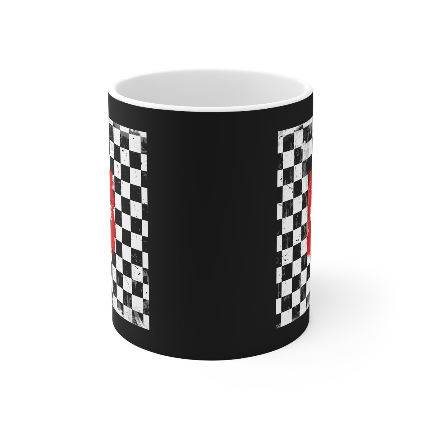 Stylish Checkerboard Mug with Retro Vibes, Perfect Gift for Coffee Lovers, Motorcycle Enthusiasts, and Unique Home Decor