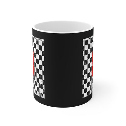 Stylish Checkerboard Mug with Retro Vibes, Perfect Gift for Coffee Lovers, Motorcycle Enthusiasts, and Unique Home Decor