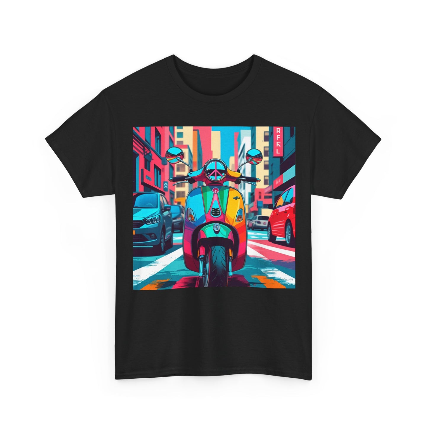 Peace Scooter T-Shirt – Vibrant Urban Mod Wear – Black