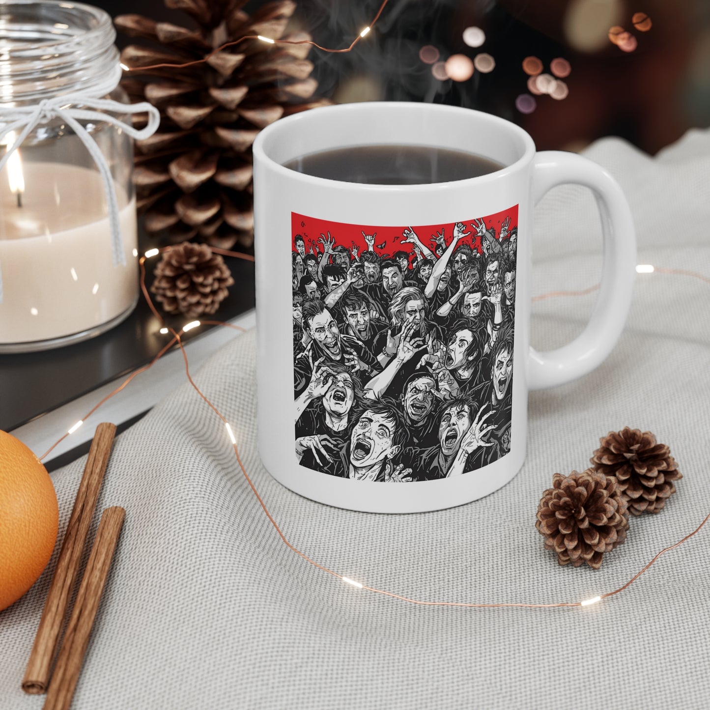 Freaky Horror Mug, Scary Coffee Cup for Halloween, Gory Gift for Spooky Season, Unique Ceramic Mug for Horror Lovers, Creepy Drinkware