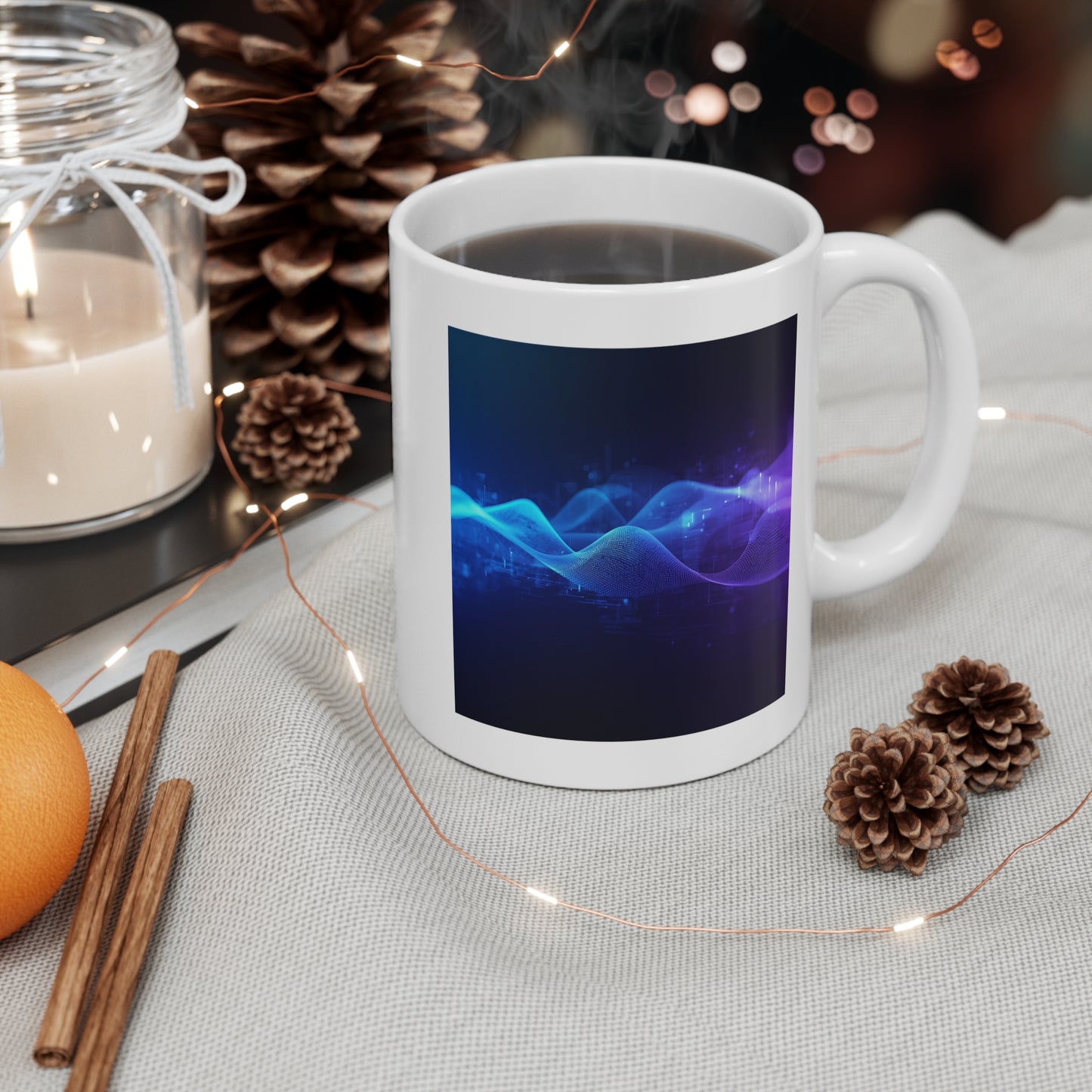 Vibrant Wave Design Mug for Coffee Lovers, Abstract Art Cup, Gift for Friends, Unique Ceramic Mug, Perfect for Home or Office