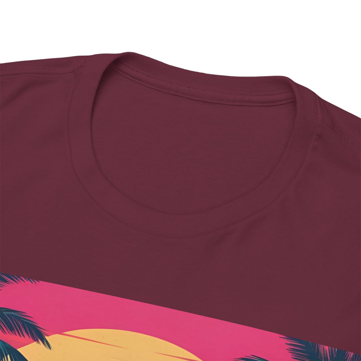 Ibiza Beats By The Beach T-Shirt – Electronic Music & Sunset Wear – Maroon