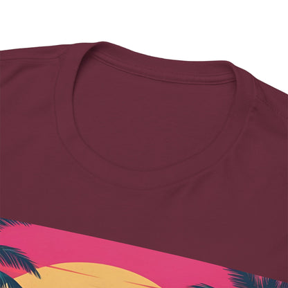 Ibiza Beats By The Beach T-Shirt – Electronic Music & Sunset Wear – Maroon
