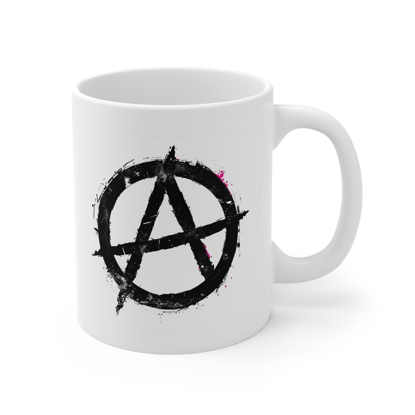 Rebellious Anarchy Mug | 11oz White Coffee Cup for Punk Lovers | Gift for Friends, Unique Collectible, Alternative Style Mug