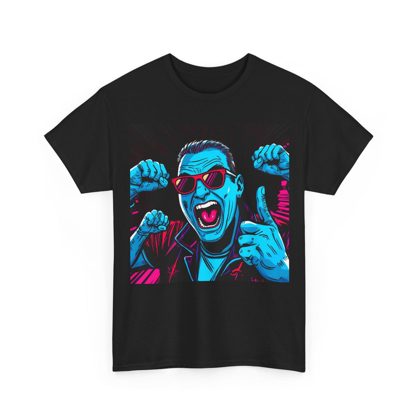 Neon Party Guy Graphic T-Shirt – Gildan 5000 Heavyweight Cotton