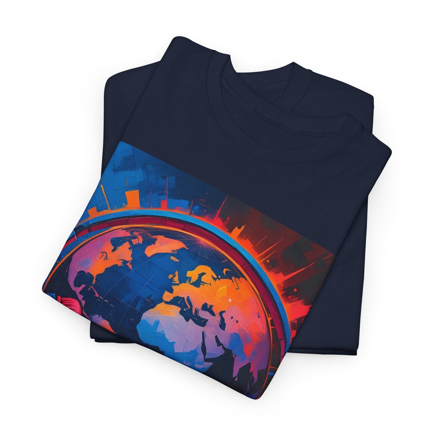 Global Beat T-Shirt – World & Headphones Graphic – Navy