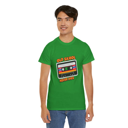 Old Skool Never Dies T-Shirt – Retro Cassette Tape Rave Tee (Gildan 5000)