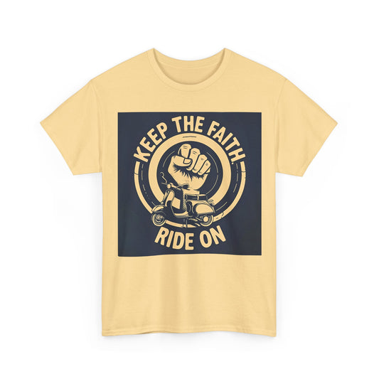 Keep The Faith Ride On T-Shirt – Northern Soul & Mod Wear – Sand