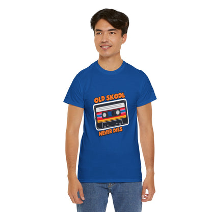 Old Skool Never Dies T-Shirt – Retro Cassette Tape Rave Tee (Gildan 5000)