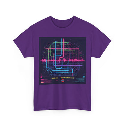London: Mind the Bassline T-Shirt – Underground Map & Rave Wear – Purple