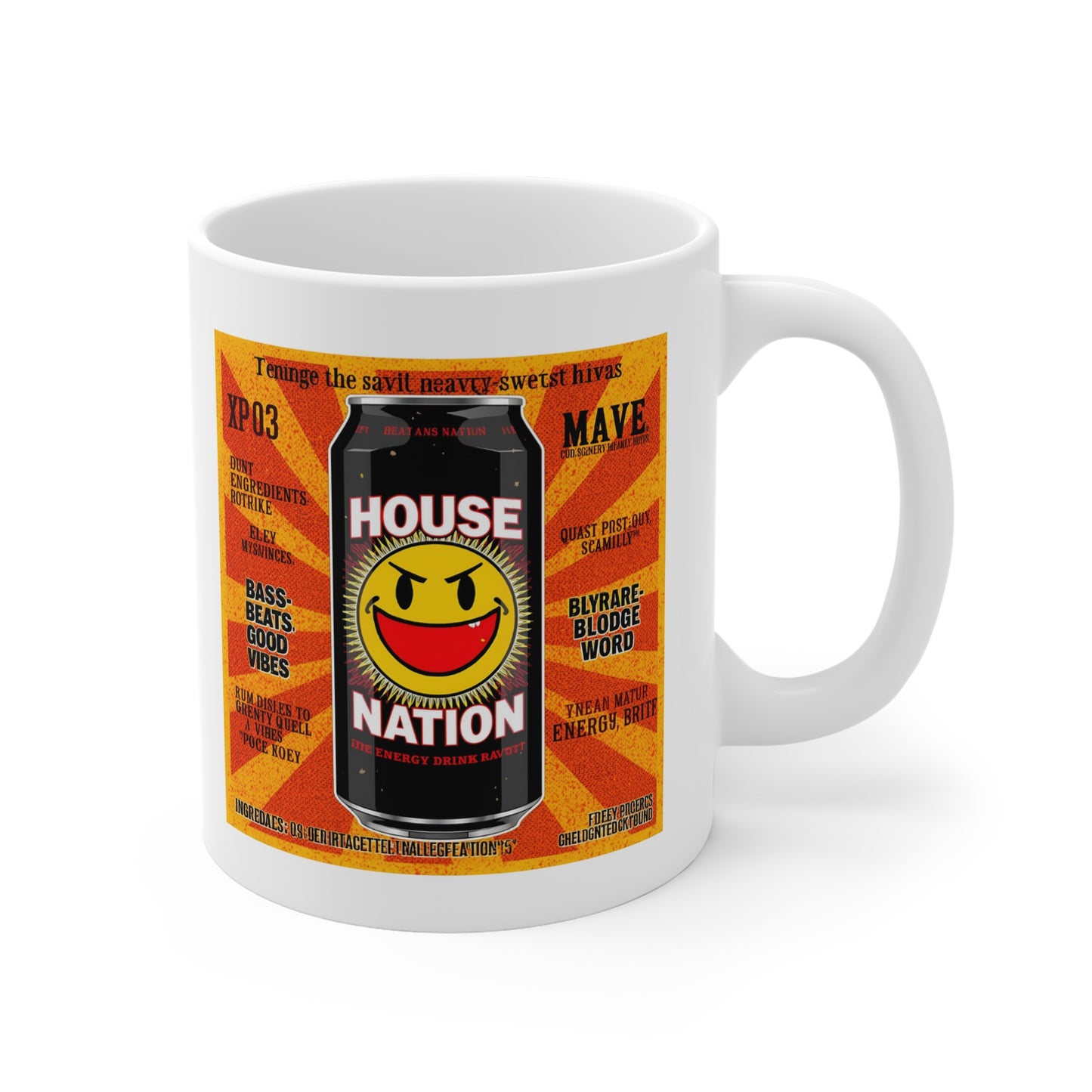 Vibrant 11oz White Mug with Retro Design, Perfect for Coffee Lovers, Home Décor, Housewarming Gift, Gift for Friends, Party Favor