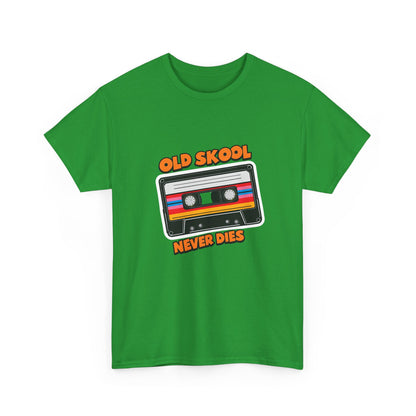 Old Skool Never Dies T-Shirt – Retro Cassette Tape Rave Tee (Gildan 5000)