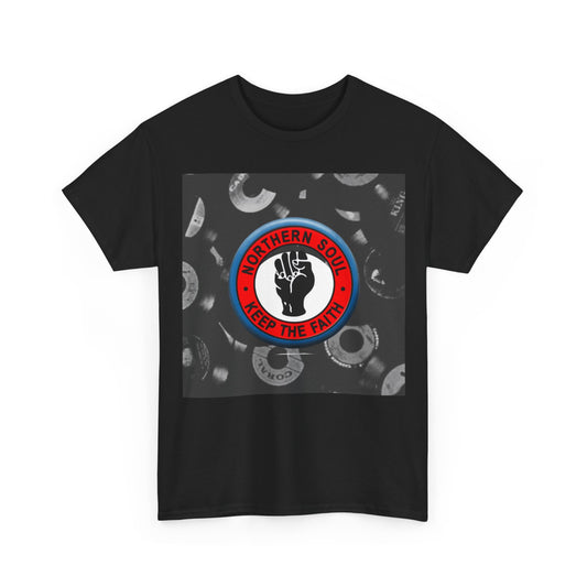 Northern Soul Pin T-Shirt – Keep The Faith & Vinyl Graphic – Unisex