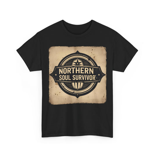 Northern Soul Survivor T-Shirt – Vintage Emblem & Retro Wear – Black