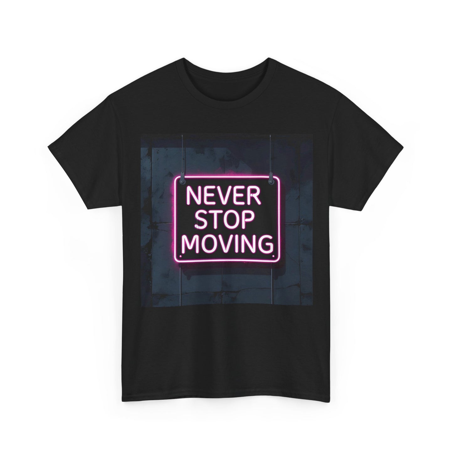 Never Stop Moving T-Shirt – Motivational Neon Tee – Black