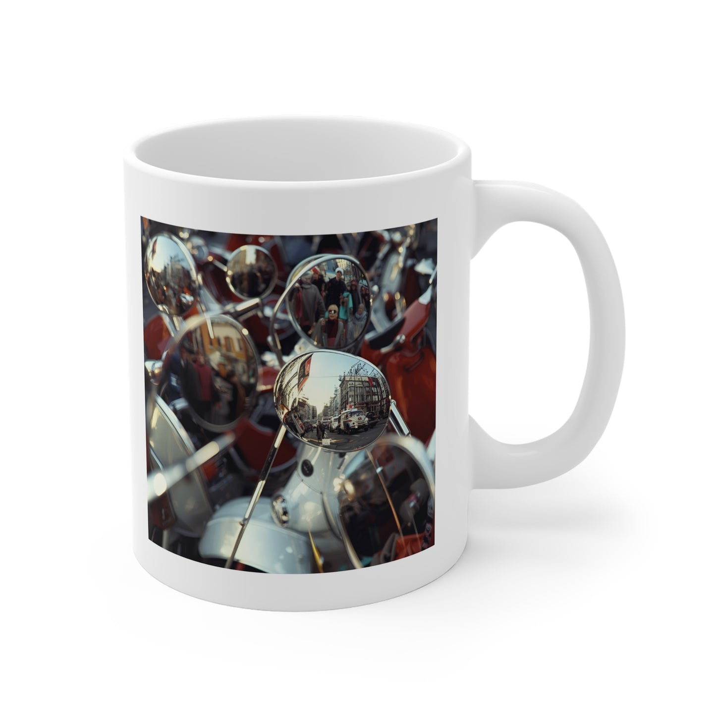 Reflective Scooter Mug, Coffee Cup, Motorcycle Lover Gift, Biker Tea Mug, Unique Home Decor for Riders