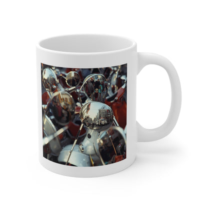 Reflective Scooter Mug, Coffee Cup, Motorcycle Lover Gift, Biker Tea Mug, Unique Home Decor for Riders