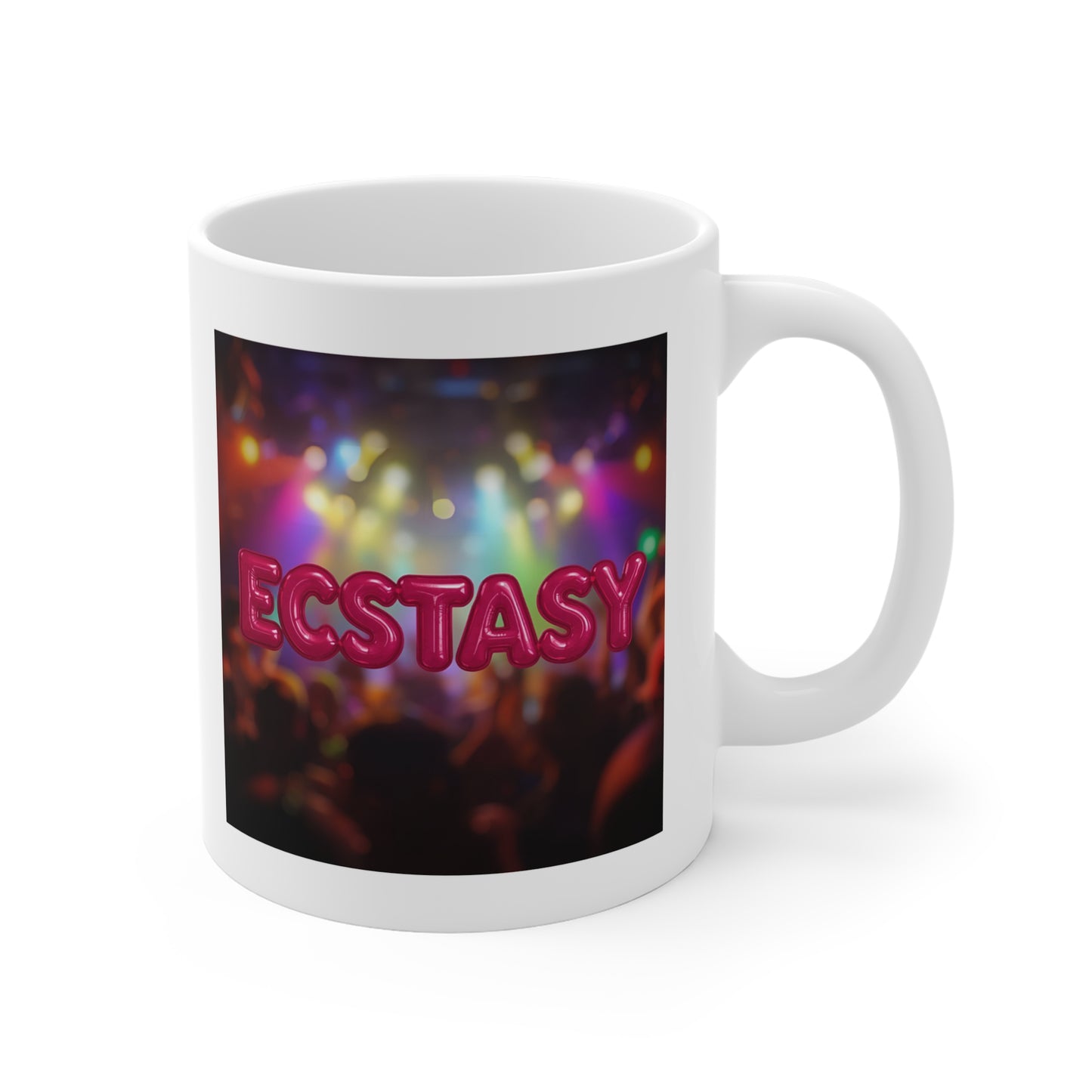 Ecstasy Party Mug | Fun Coffee Cup for Music Lovers, Festival Gift, Colorful Drinkware, Unique Student Present, Party Favor