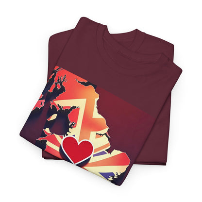 I Love Great Britain T-Shirt – Union Jack Map & Heart Wear – Maroon