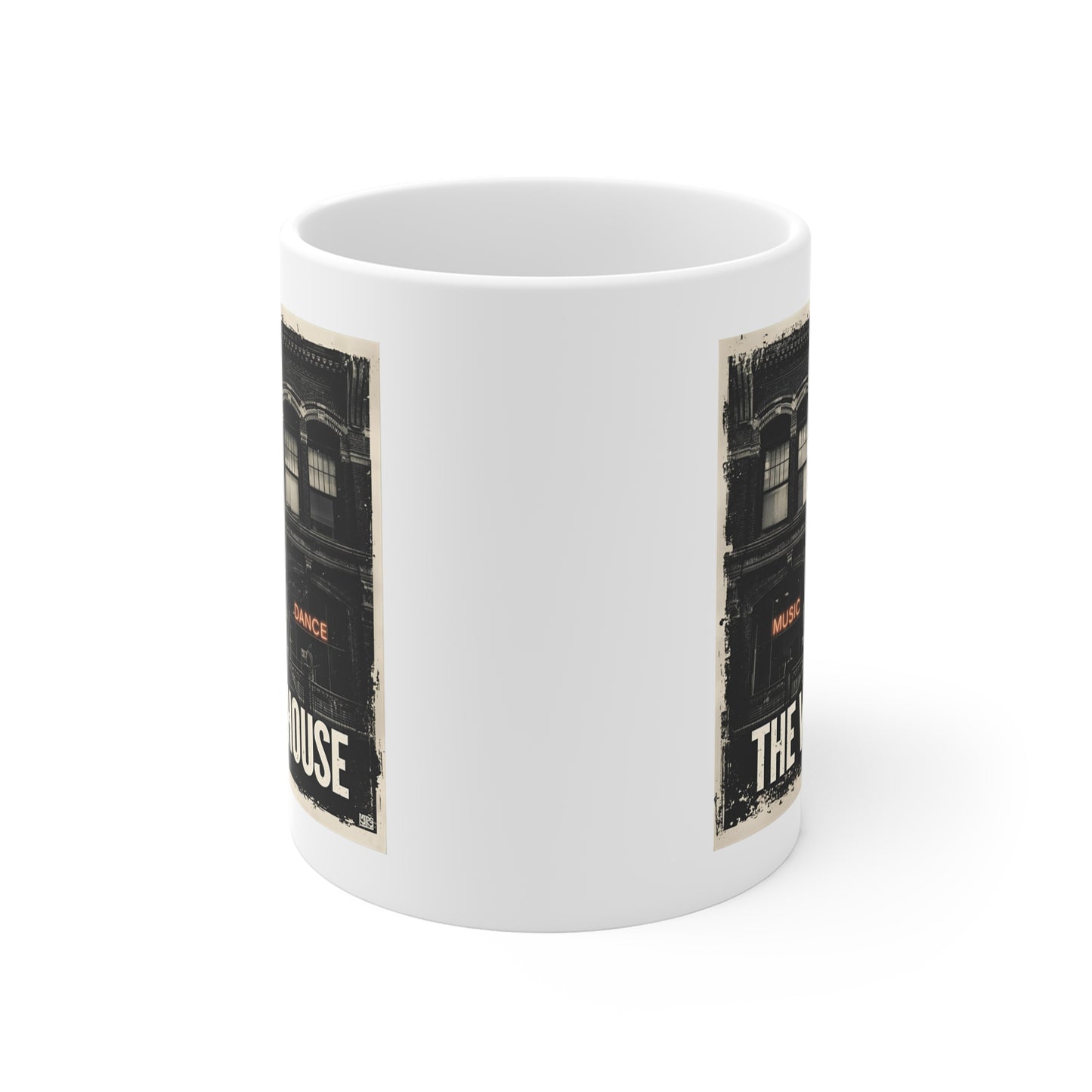 Vintage Music Cafe Mug, The Warehouse Coffee Cup, Gift for Music Lovers, Retro Style Drinkware, Unique Vintage Mug