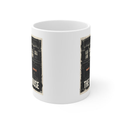 Vintage Music Cafe Mug, The Warehouse Coffee Cup, Gift for Music Lovers, Retro Style Drinkware, Unique Vintage Mug