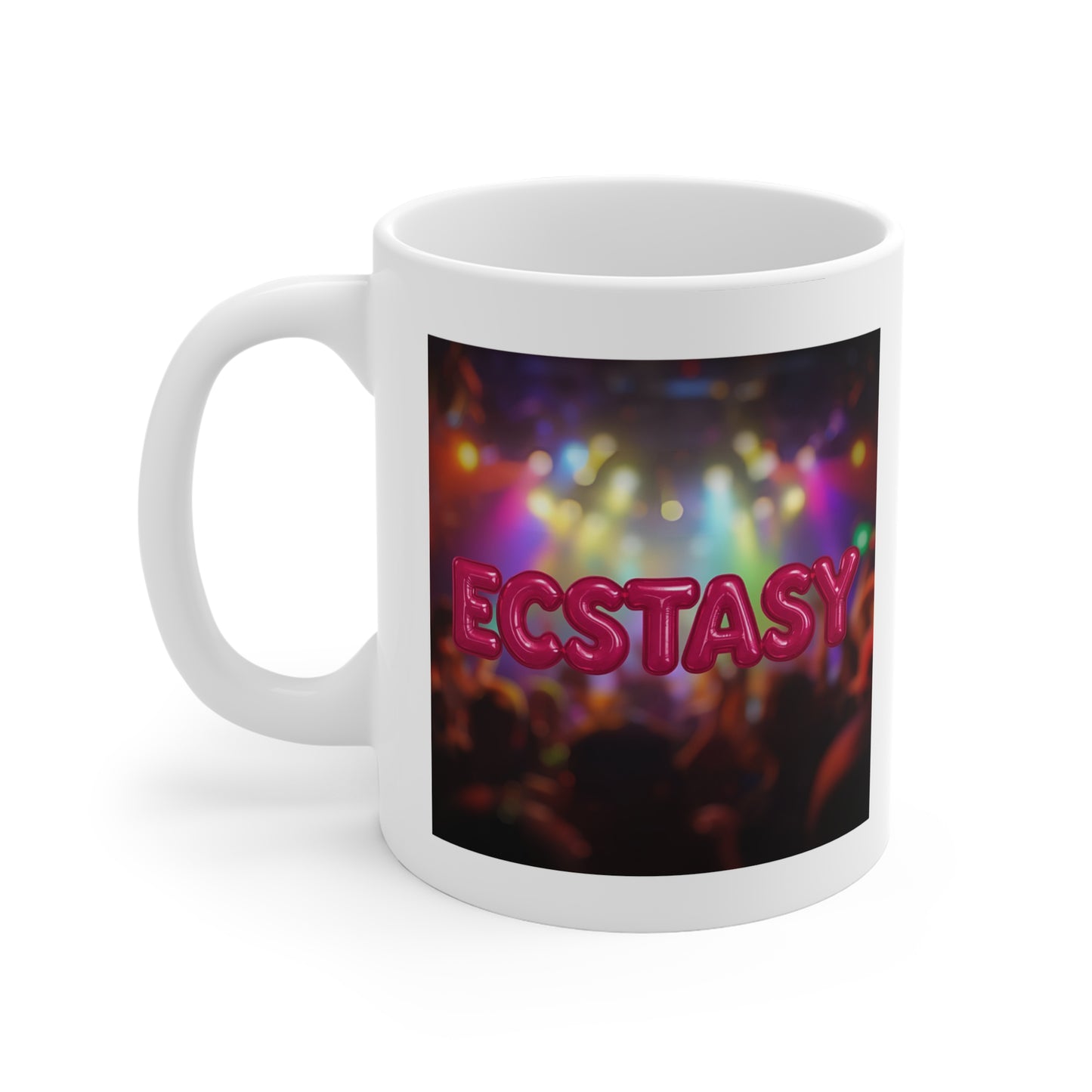 Ecstasy Party Mug | Fun Coffee Cup for Music Lovers, Festival Gift, Colorful Drinkware, Unique Student Present, Party Favor