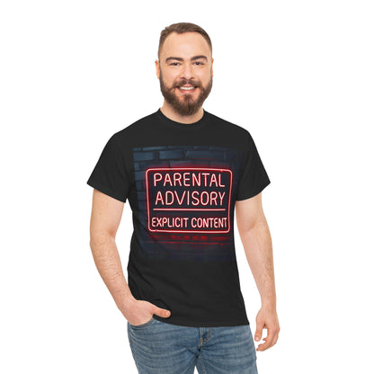 Parental Advisory Heavy Cotton Tee - Edgy Statement Shirt