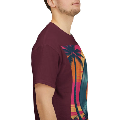 Ibiza Beats By The Beach T-Shirt – Electronic Music & Sunset Wear – Maroon