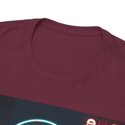 Mod Nerd T-Shirt – Cinematic Scooter & Neon – Maroon