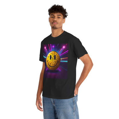 Cracked Smiley Rave T-Shirt – Acid House Neon Design on Gildan 5000