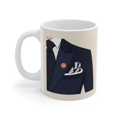 Stylish Business Mug, Professional Coffee Cup, Office Mug Gift, Elegant Mug for Him, Suit Design Tea Mug