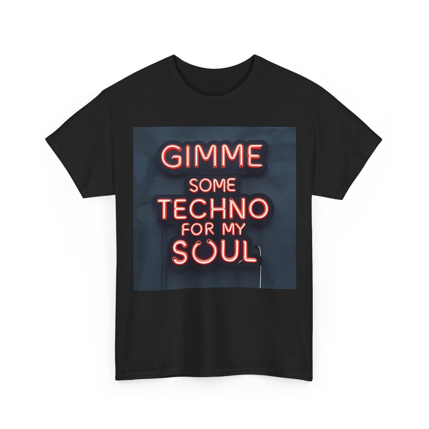 Gimme Some Techno For My Soul T-Shirt – Neon Music & Rave Wear – Black