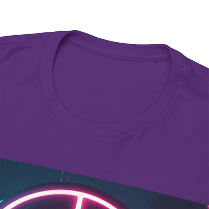 Cyberpunk Target T-Shirt – Neon Urban Runner – Purple